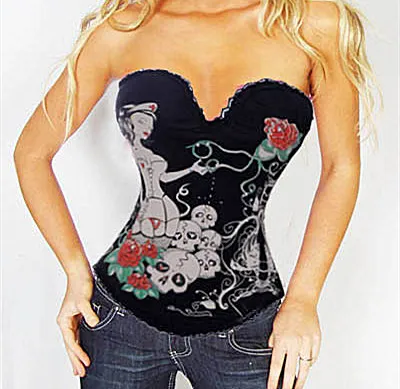Skull Printed Corset Top Punk Tattoo Hook Boned Corset Outerwear Rock Roll Halloween Party Costume Cotton corset + G-string
Skull Printed Corset Top Punk Tattoo Hook Boned Corset Outerwear Rock Roll Halloween Party Costume Cotton corset + G-string