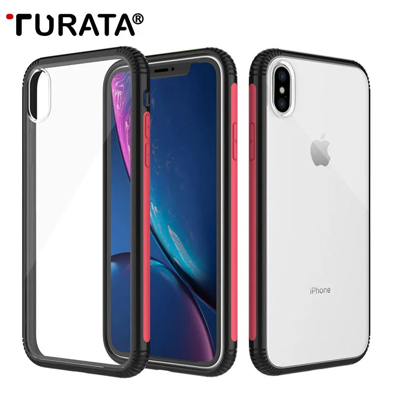 TURATA Colorful Frame Case For iPhone X XS/XS Max Soft TPU Ultra Thin Mixed Silicon Hard PC Transparent for XS |