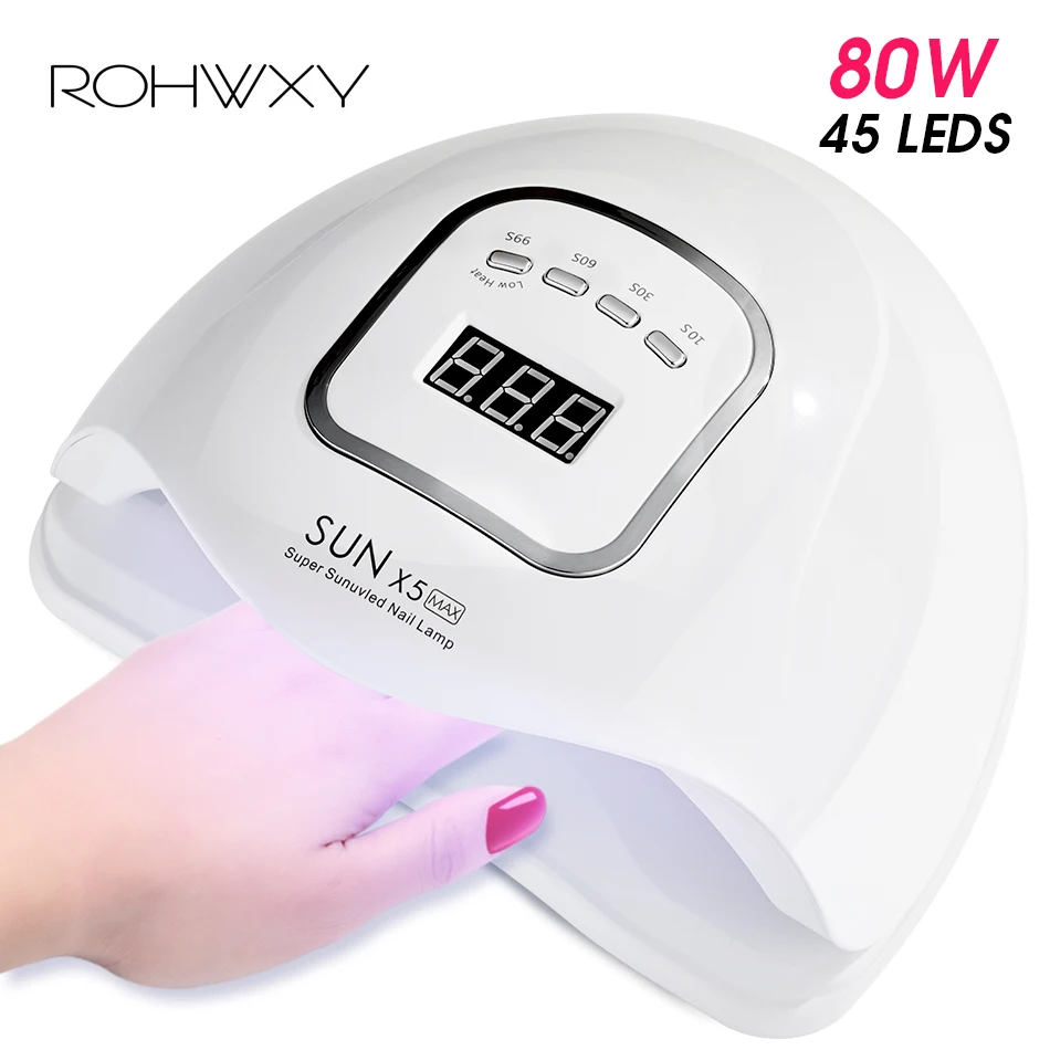 ROHWXY 80 Вт/36 Вт Sun X5 MAX УФ лампа для сушки ногтей 45 шт. Светодиодный дизайна быстрая