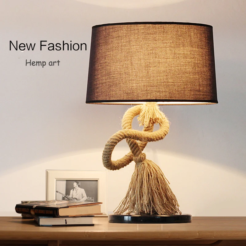 Retro lamp country style creative hemp rope desk lamp linen rope lamp bar decoration creative table lamp