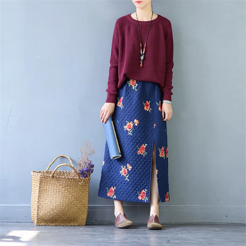 SCUWLINEN 2019 Spring Winter Women Skirts Retro Embroidery Elastic Waist Loose A-line Cotton Skirts Female S406
SCUWLINEN 2019 Spring Winter Women Skirts Retro Embroidery Elastic Waist Loose A-line Cotton Skirts Female S406