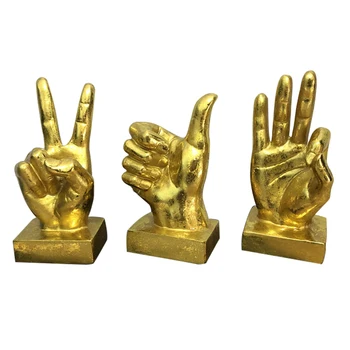 

Europe Gold Finger Model Sculpture Ornaments Resin Crafts Fingers Figurines Home Living Room Decor Creative Gesture Statue Gifts