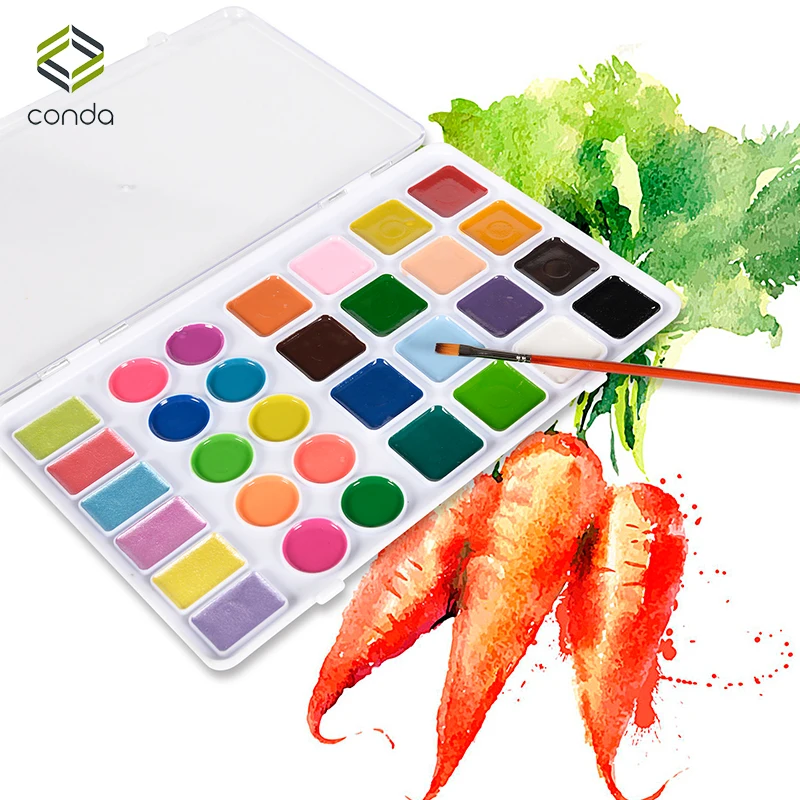 Conda 32 цвета профессиональные однотонные акварельные краски основы для живописи