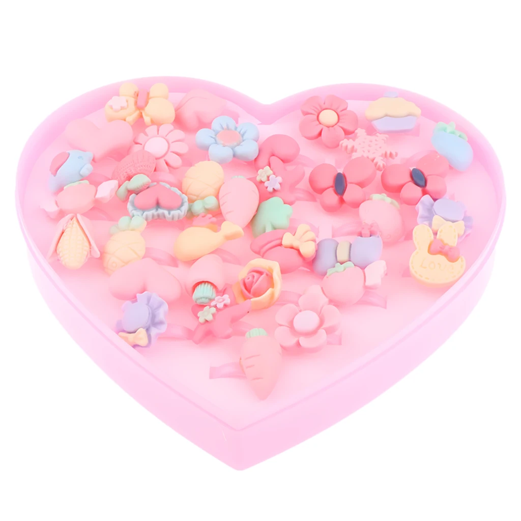 MagiDeal 36 Pieces Resin Finger Rings Pretend Play Jewelry for Little Girls
