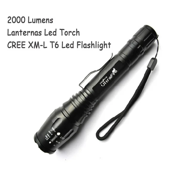 

Best Quality Ultra Bright XM-L T6 LED Flashlight 5 Modes 2000 Lumens Lumen Torch Tactical Torch Light For 18650 Battery