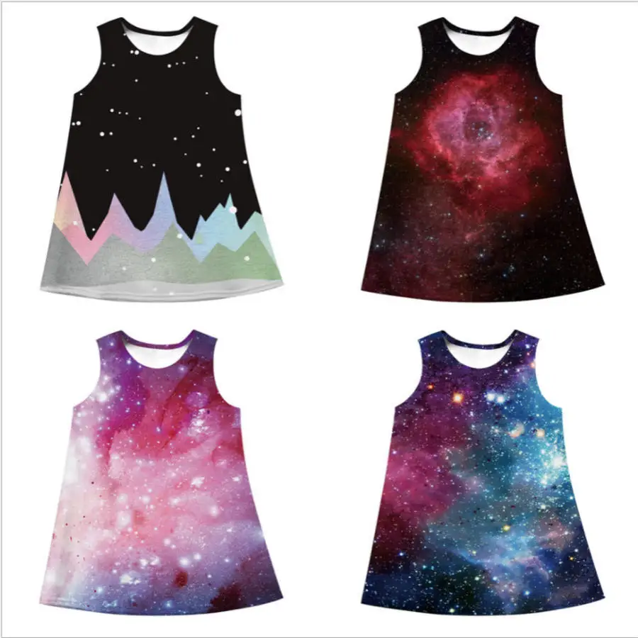 2019 Baby Girl Dress Universe Galaxy Painting Print Summer Fashion Sleeveless Girl Clothes Children Vestidos Kids Dresses
2019 Baby Girl Dress Universe Galaxy Painting Print Summer Fashion Sleeveless Girl Clothes Children Vestidos Kids Dresses