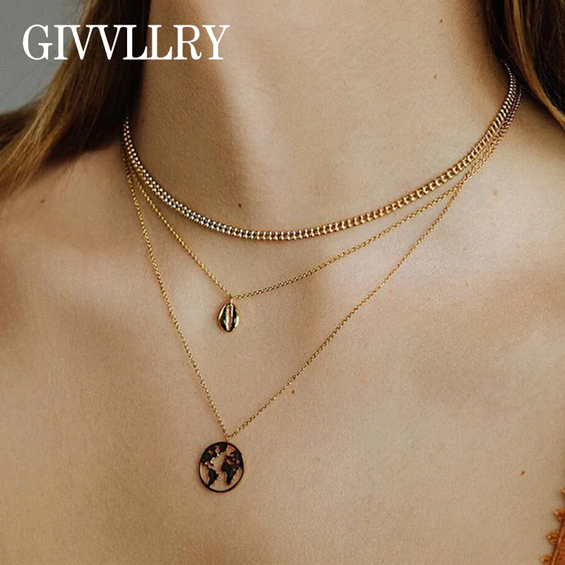 GIVVLLRY Compass Metal Shell Necklaces Pendants Fashion Jewelry Bohemian Gold Triple Layered Chains Collar Necklaces for Women
GIVVLLRY Compass Metal Shell Necklaces Pendants Fashion Jewelry Bohemian Gold Triple Layered Chains Collar Necklaces for Women