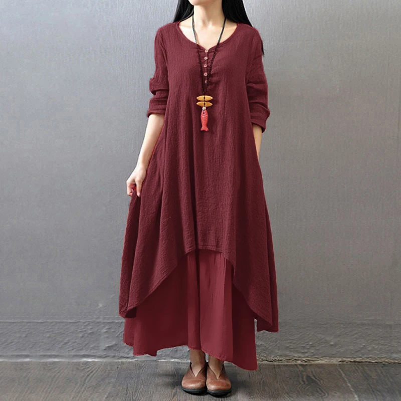 2019 Autumn Women Maxi Long Dress Long Sleeve Irregular Long Gowns Oversized Plus Size 3XL 4XL 5XL Cotton Long Dress Robe female
2019 Autumn Women Maxi Long Dress Long Sleeve Irregular Long Gowns Oversized Plus Size 3XL 4XL 5XL Cotton Long Dress Robe female