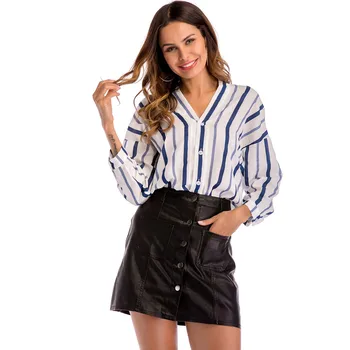 Women Blouses 2019 Women's Casual V-neckline Long Sleeve Stripe Print Tops Loose Shirts Blouse Blusas Femininas Tops
Women Blouses 2019 Women's Casual V-neckline Long Sleeve Stripe Print Tops Loose Shirts Blouse Blusas Femininas Tops