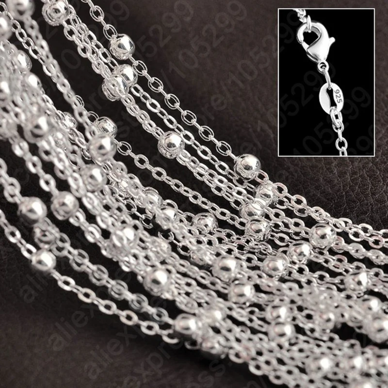 

Fast Shipping 16-30 Inches Real 925 Stelring Silver Rolo Ball Chains For DIY Pendant Necklace Accessories 10 PCS Jewelry