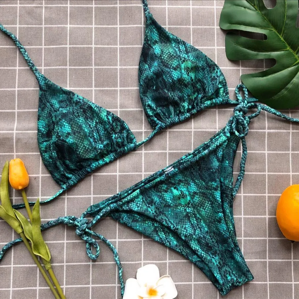 Bikini 2019 Sexy Swimwear Women Serpentine Print Bikinis Push-Up Padded Bandage Women's Swimsuit Beachwear maillot de bain femme
Bikini 2019 Sexy Swimwear Women Serpentine Print Bikinis Push-Up Padded Bandage Women's Swimsuit Beachwear maillot de bain femme