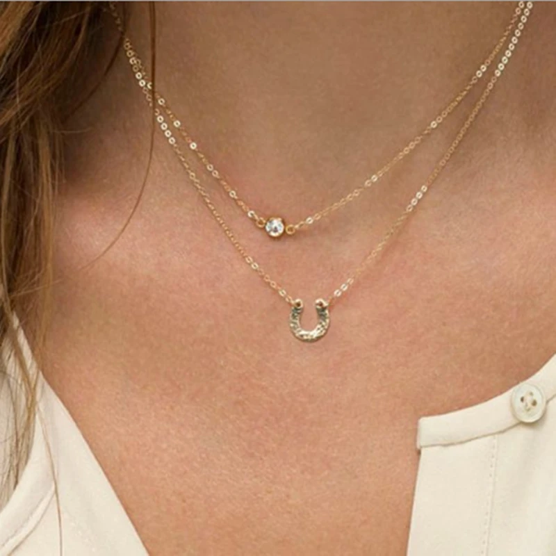 x129 Fashion Gold Color 3 Layers Chain Necklaces For Women Letter U & Crystal Pendant Necklaces Statement Jewelry Exquisite Gift
x129 Fashion Gold Color 3 Layers Chain Necklaces For Women Letter U & Crystal Pendant Necklaces Statement Jewelry Exquisite Gift