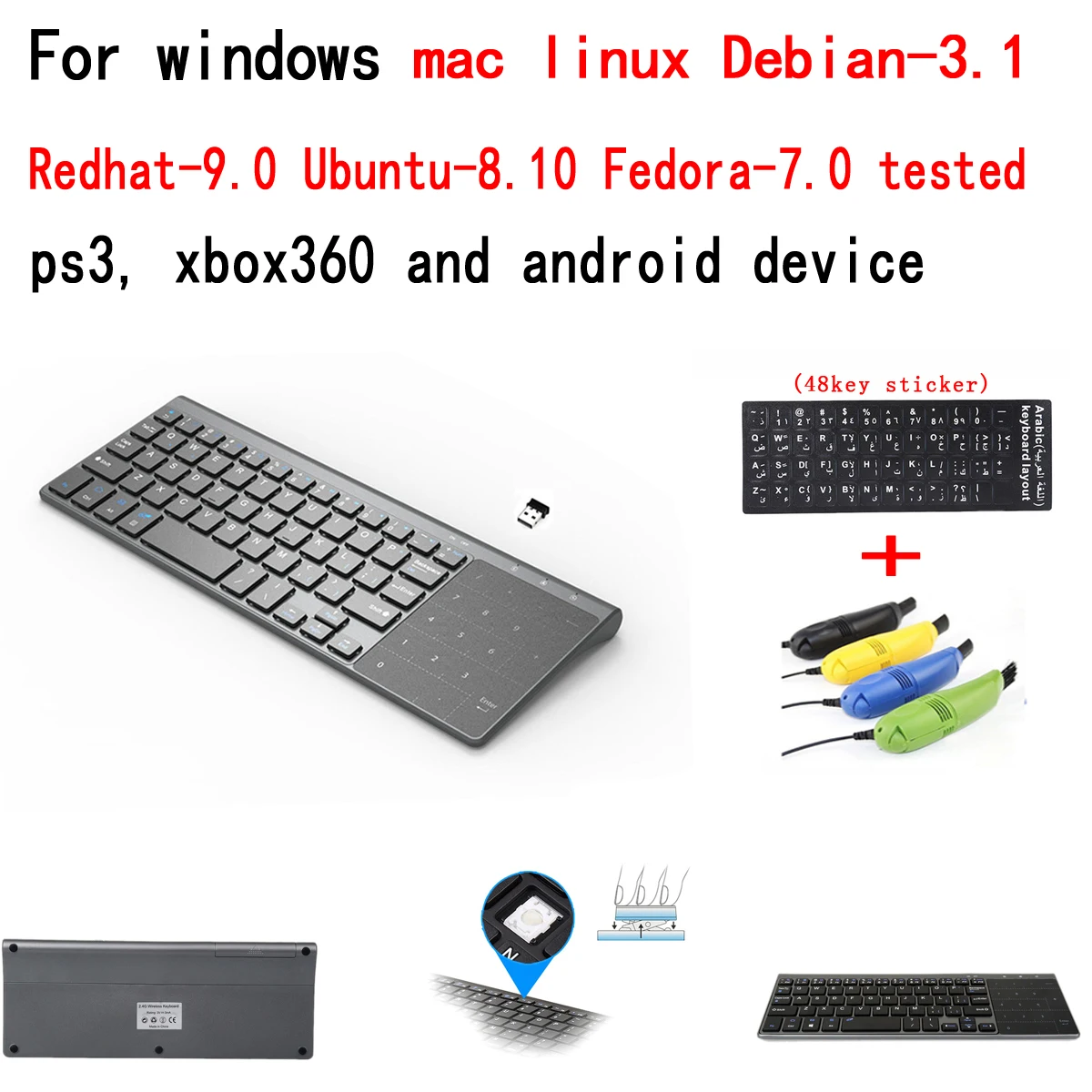 2.4GHz wireless keyboard and mouseWith touchpad 59 keys russian laptop PC keyboard For windows ps3 xbox360 android device
2.4GHz wireless keyboard and mouseWith touchpad 59 keys russian laptop PC keyboard For windows ps3 xbox360 android device
