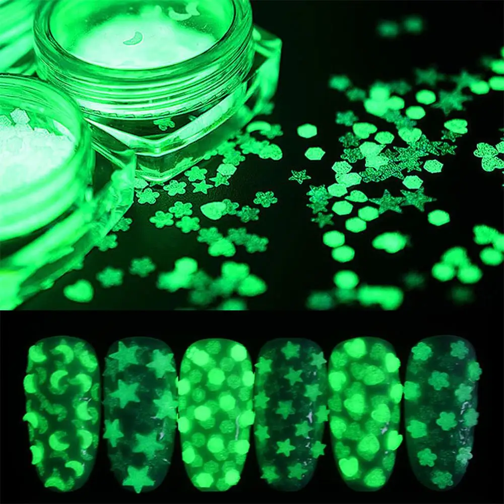 1Box Fluorescent Luminous Nail Art Sequins Heart Star Round Ultra-thin Nail Glitter Flakes Powder Glow in the Dark Manicure Deco
1Box Fluorescent Luminous Nail Art Sequins Heart Star Round Ultra-thin Nail Glitter Flakes Powder Glow in the Dark Manicure Deco