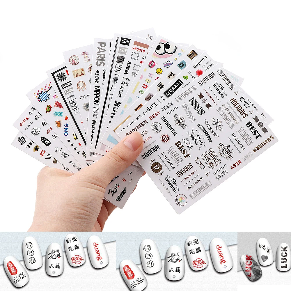 1 Sheet Text Ttyles Nail Art Sticker 3D Self Adhesive Sticker Differents Text Styles For Choose Nail Manicure Decoration
1 Sheet Text Ttyles Nail Art Sticker 3D Self Adhesive Sticker Differents Text Styles For Choose Nail Manicure Decoration