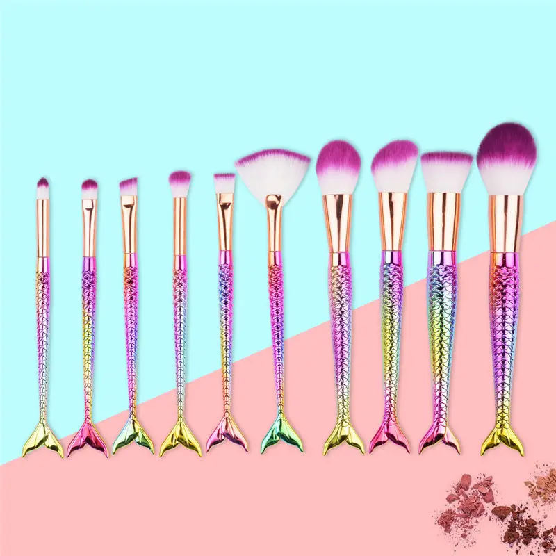 10pcs Professional Makeup Brushes Set Dazzle Glitter Beauty Fish Tail Brush Kit Rainbow Makeup Tools Eyeshadow Blending Brush 50
10pcs Professional Makeup Brushes Set Dazzle Glitter Beauty Fish Tail Brush Kit Rainbow Makeup Tools Eyeshadow Blending Brush 50