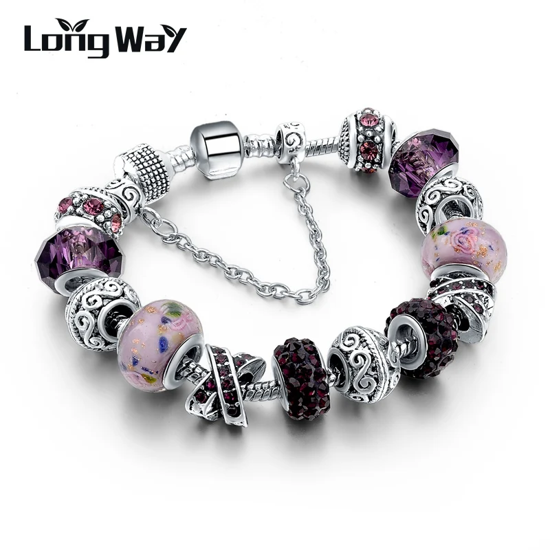 Women's DIY 925 Silver Charm Bracelet