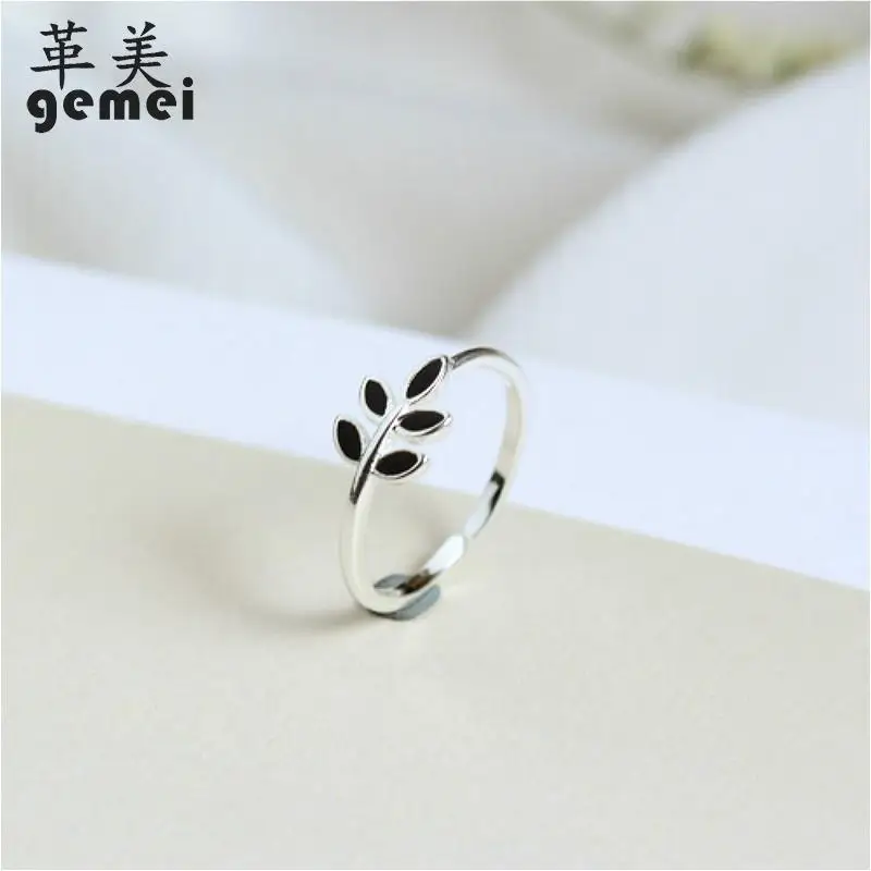 Gemei 100% 925 Sterling Silver Black Drop Glaze Tree Leaves Open Rings For Women Simple Fashion Party Jewelry
Gemei 100% 925 Sterling Silver Black Drop Glaze Tree Leaves Open Rings For Women Simple Fashion Party Jewelry