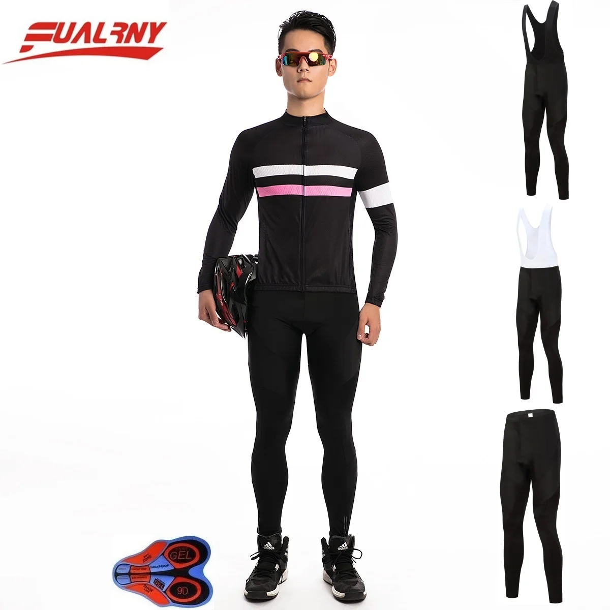 2018 Team FUALRNY Long sleeve Ropa Ciclismo Cycling Jersey set 9D gel/Autumn Bicycle/MTB Bike Clothes For Man Chest fluorescence