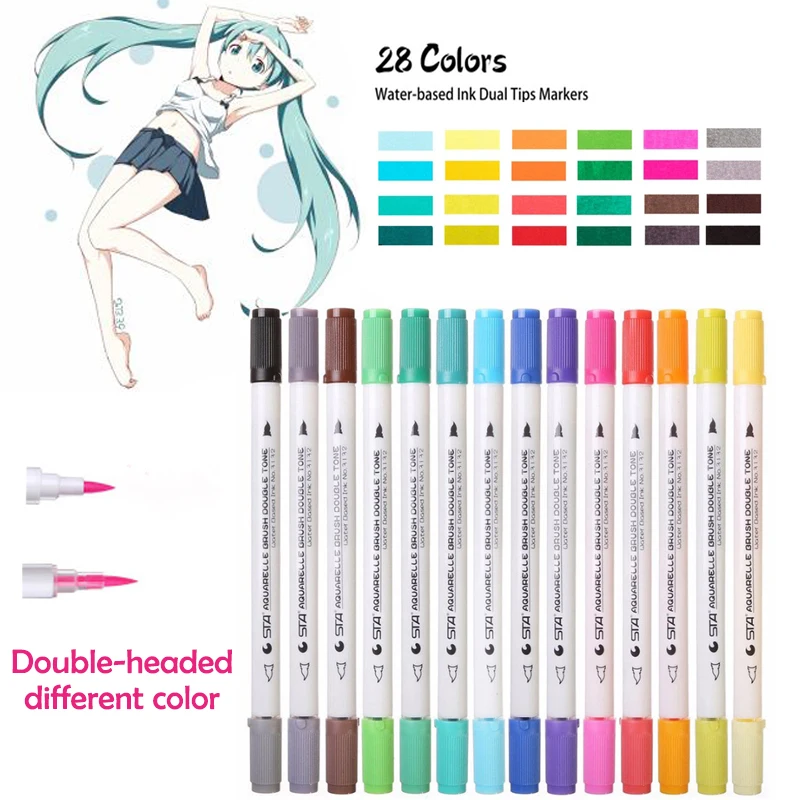 Watercolor Dual Brush Art Markers Pen Soft Head Brush Tip Great for Bullet Journals Halo Coloring Book Calligraphy Dyeing Mixing
Watercolor Dual Brush Art Markers Pen Soft Head Brush Tip Great for Bullet Journals Halo Coloring Book Calligraphy Dyeing Mixing