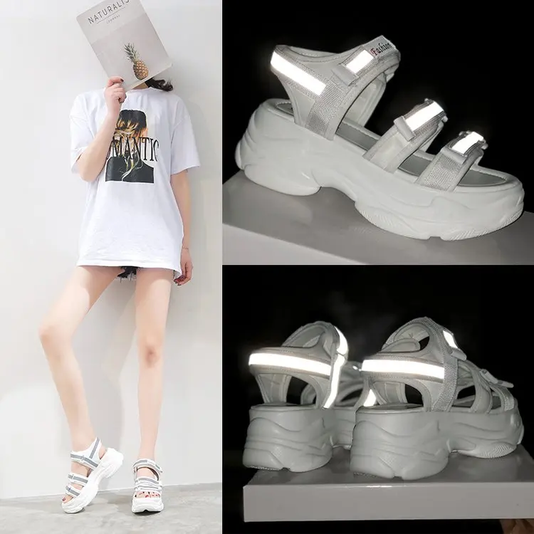 Summer Women Reflective Sandals Buckle Off Design Black White Platform Sandals Wedges Women Thick Sole Beach Shoes
Summer Women Reflective Sandals Buckle Off Design Black White Platform Sandals Wedges Women Thick Sole Beach Shoes