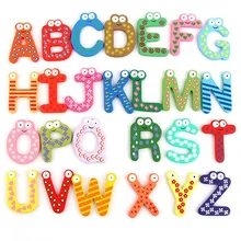 26 Pcs/lot Hot Sale Baru Mainan Anak-anak Kayu Kartun Alfabet ABC ~ XYZ Magnet Edukasi Anak Kayu Hadiah Mainan Kayu kerajinan Meter Persegi 005(China)