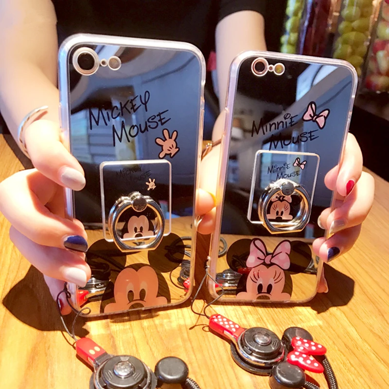 Super cute cartoon mirror Mickey Minnie ring bracket lanyard silicone cover case for iphone MAX XS XR 6 7 8 plus X phone cases
Super cute cartoon mirror Mickey Minnie ring bracket lanyard silicone cover case for iphone MAX XS XR 6 7 8 plus X phone cases