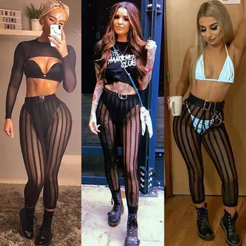2019 Summer Sexy Perspective Pants Women Slim Long Leggings Pant Trousers Workout Ladies Striped High Waist Mesh Pencil Pants
2019 Summer Sexy Perspective Pants Women Slim Long Leggings Pant Trousers Workout Ladies Striped High Waist Mesh Pencil Pants