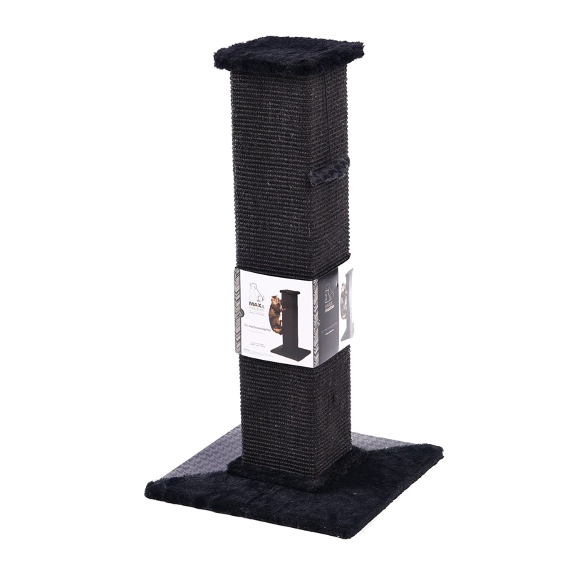 black cat scratching post