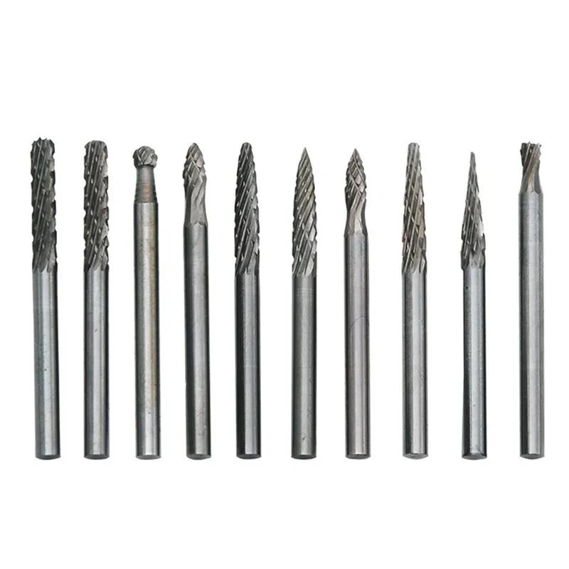 10pcs/Set 1/8'' Tungsten Carbide Cutter Rotary Burrs Set Dremel Accessories for Rotary Tools Milling Cutter CNC Engraving Bits
10pcs/Set 1/8'' Tungsten Carbide Cutter Rotary Burrs Set Dremel Accessories for Rotary Tools Milling Cutter CNC Engraving Bits