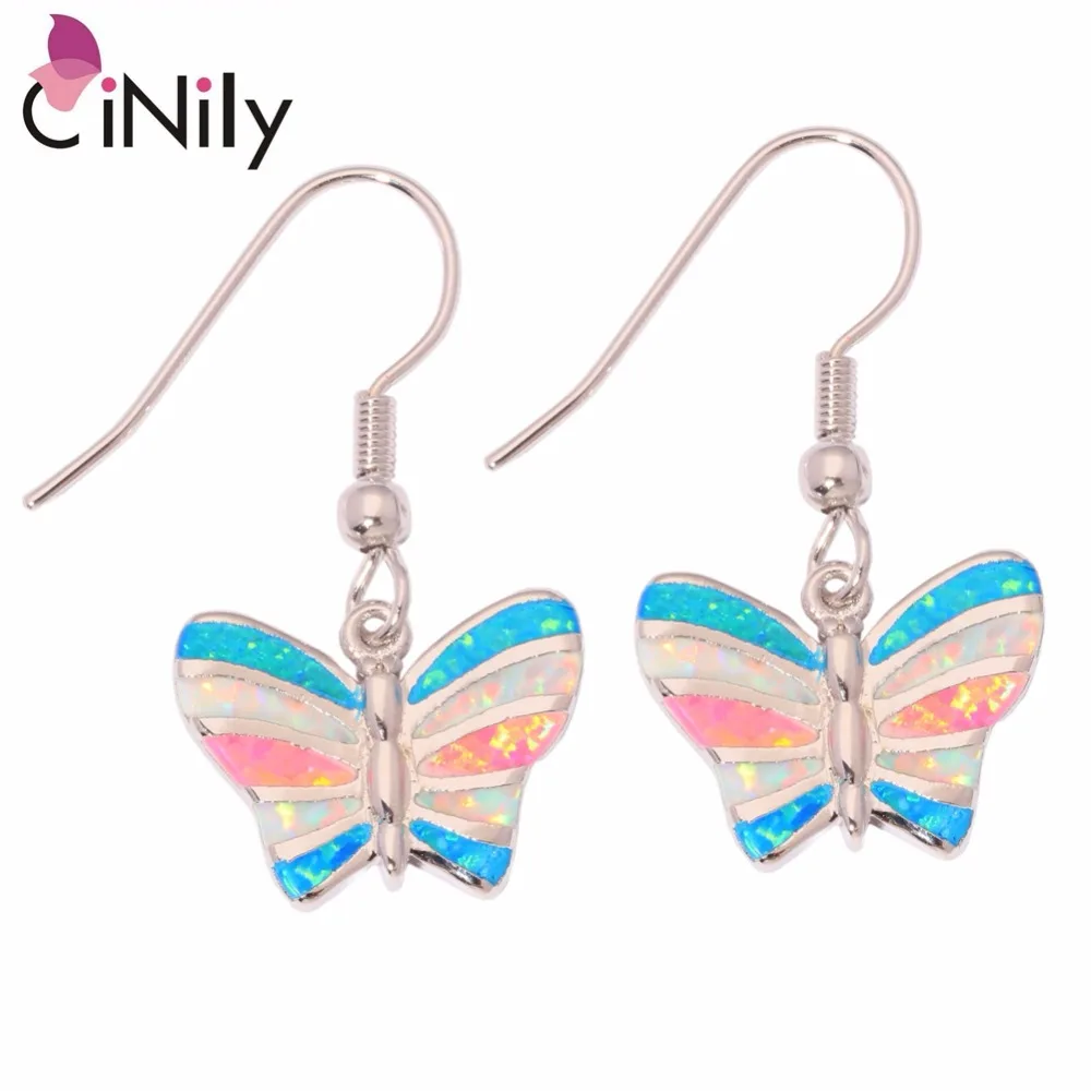 Butterfly ! Elegant & Wholesale & Retail For Women Jewelry Blue White Pink Fire Opal & Silver Dangle Earrings 1 1/8" OH3265
Butterfly ! Elegant & Wholesale & Retail For Women Jewelry Blue White Pink Fire Opal & Silver Dangle Earrings 1 1/8" OH3265