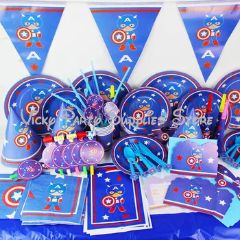 88pcs/lot Cartoon Captain America Theme Birthday Party Tablewear Set Kids Birthday Pennant Cup Hat Tablecloth Party Supplies
88pcs/lot Cartoon Captain America Theme Birthday Party Tablewear Set Kids Birthday Pennant Cup Hat Tablecloth Party Supplies