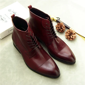 Spring Autumn Mens Real Leather Martin Boots Shoes 2018 Wine Black Low Heels Lace up Winter Dress Knight Boots Italy Oxfords
Spring Autumn Mens Real Leather Martin Boots Shoes 2018 Wine Black Low Heels Lace up Winter Dress Knight Boots Italy Oxfords