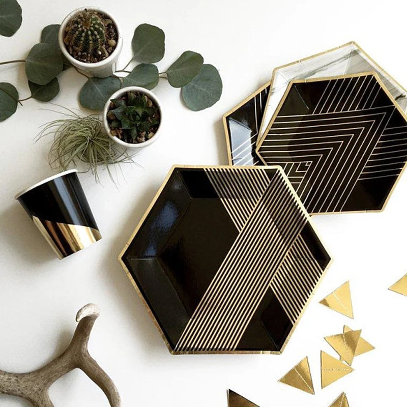 KUCHUANG luxury black Classic Gold foil Party Plates Cup Napkins tableware banquet Baby Shower Wedding Birthday party supplies
KUCHUANG luxury black Classic Gold foil Party Plates Cup Napkins tableware banquet Baby Shower Wedding Birthday party supplies