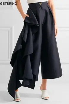 GETSRING Trousers Women Lotus Leaf Spliced Irregular Wide Leg Pants Ladies Solid High Waist Seven Points Loose Pants 2018 Autumn
GETSRING Trousers Women Lotus Leaf Spliced Irregular Wide Leg Pants Ladies Solid High Waist Seven Points Loose Pants 2018 Autumn