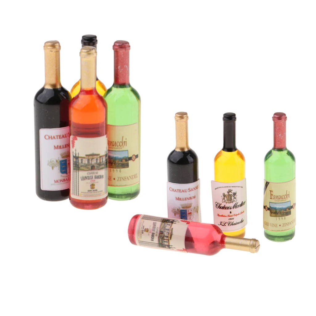 Pack of 8 Dollhouse Miniature Wine Bottle Wine Bottles Model for 1:12 scale Pack of 8 Dollhouse Miniature Wine Bottle Wine Bottles Model for 1:12 scale