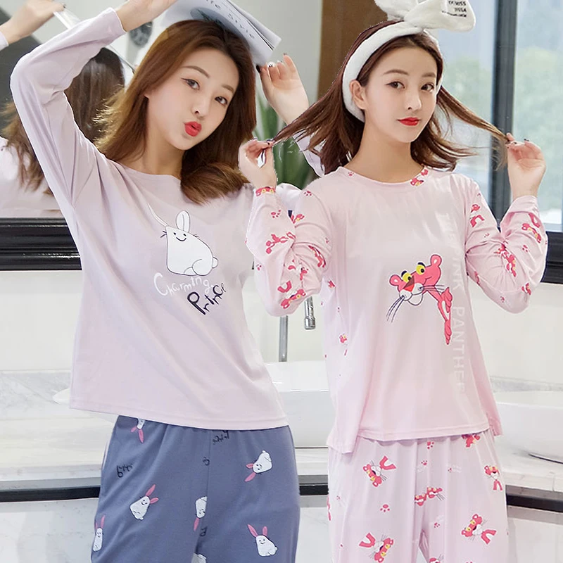 2019 Spring Autumn Thin Pajama Sets for Women Long Sleeve Sleepwear Pyjama Girls Cute Cartoon Homewear Pijama Mujer Home Clothes
2019 Spring Autumn Thin Pajama Sets for Women Long Sleeve Sleepwear Pyjama Girls Cute Cartoon Homewear Pijama Mujer Home Clothes