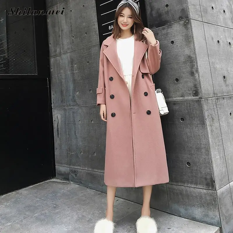 PINK Autumn Winter Women's Wool Coat Long Sleeve Turn-Down Collar Casual Overcoat Single Breasted Elegant Long Woolen Outerwear
PINK Autumn Winter Women's Wool Coat Long Sleeve Turn-Down Collar Casual Overcoat Single Breasted Elegant Long Woolen Outerwear
