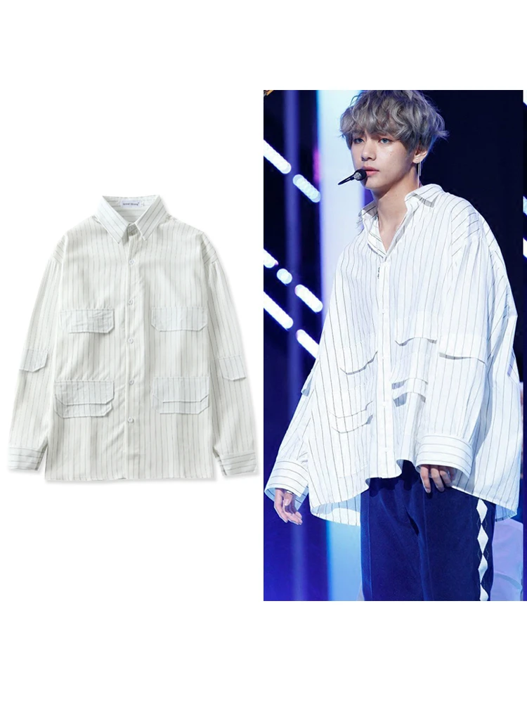 kpop 2019 new White loose striped shirt women 2019 new fashion autumn shirt Bangtan Boys casual shirt streetwear female clothes
kpop 2019 new White loose striped shirt women 2019 new fashion autumn shirt Bangtan Boys casual shirt streetwear female clothes