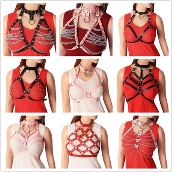 Punk Goth Metal Chain Leather Harness Lingerie Sexy Chest Belt Body Cage Hollow Out Plus Size Bra Women Clubs Clothing Dance
Punk Goth Metal Chain Leather Harness Lingerie Sexy Chest Belt Body Cage Hollow Out Plus Size Bra Women Clubs Clothing Dance