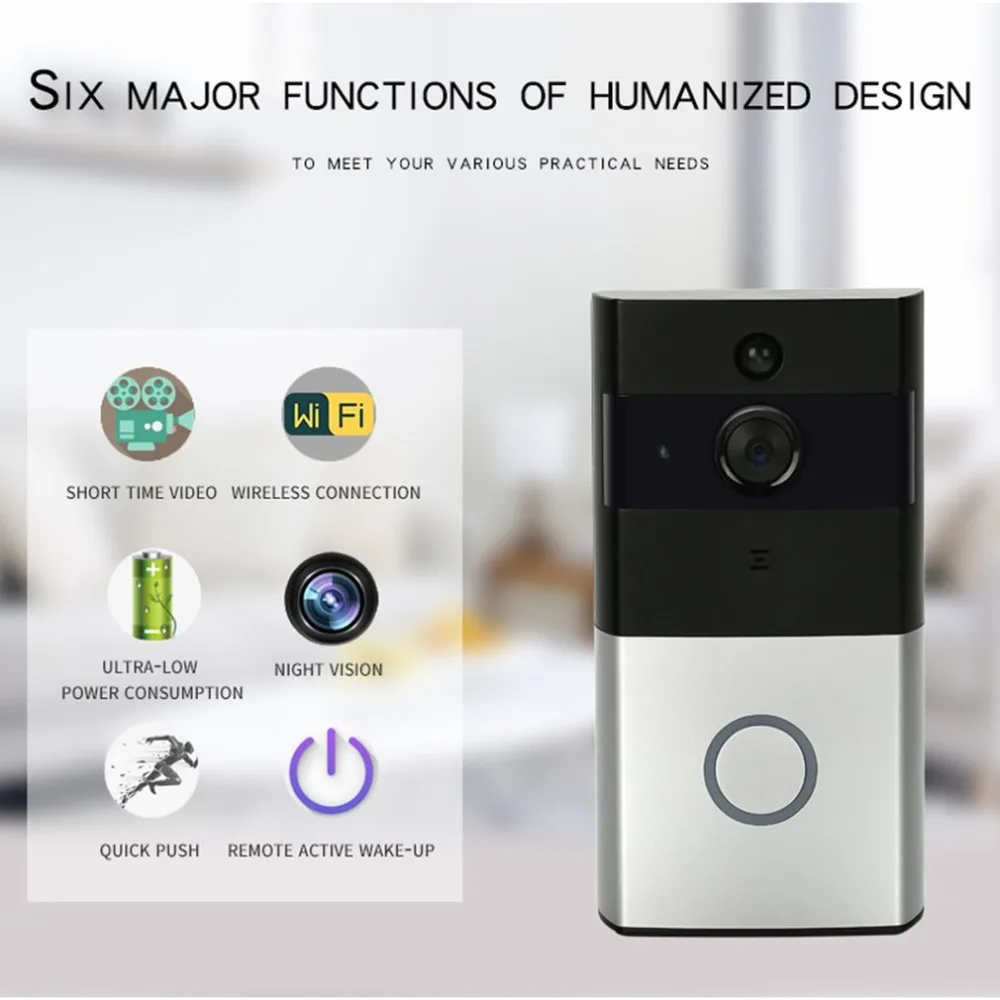 720P WiFi Doorbell Two-way Audio Infrared Night Vision PIR Detection Home Security System Low Power Consumption
720P WiFi Doorbell Two-way Audio Infrared Night Vision PIR Detection Home Security System Low Power Consumption