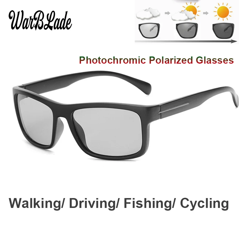 

WarBLade Brand Photochromic Sunglasses Men Polarized Chameleon Discoloration Sun Glasses For Men Driving Outdoor Sports Goggles