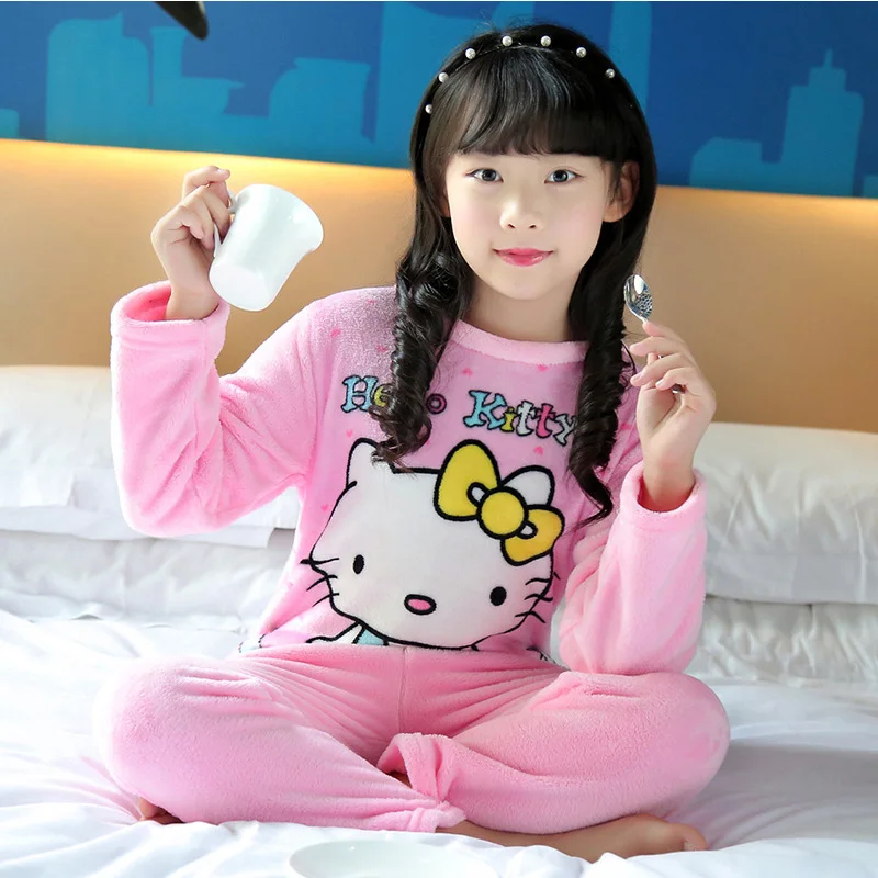 Cute Kitty Winter/Autumn Children Flannel Pajamas Suit Boy/Girl Warm Cartoon O-neck LongSleeve Home Sleepwear Set Indoor Clothes
Cute Kitty Winter/Autumn Children Flannel Pajamas Suit Boy/Girl Warm Cartoon O-neck LongSleeve Home Sleepwear Set Indoor Clothes