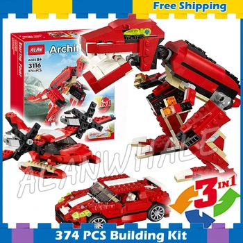 374pcs 3in1 Creator Roaring ferocious dino twin-propeller Power 3116 DIY Model Building Blocks Gifts sets Compatible with Lago
374pcs 3in1 Creator Roaring ferocious dino twin-propeller Power 3116 DIY Model Building Blocks Gifts sets Compatible with Lago
