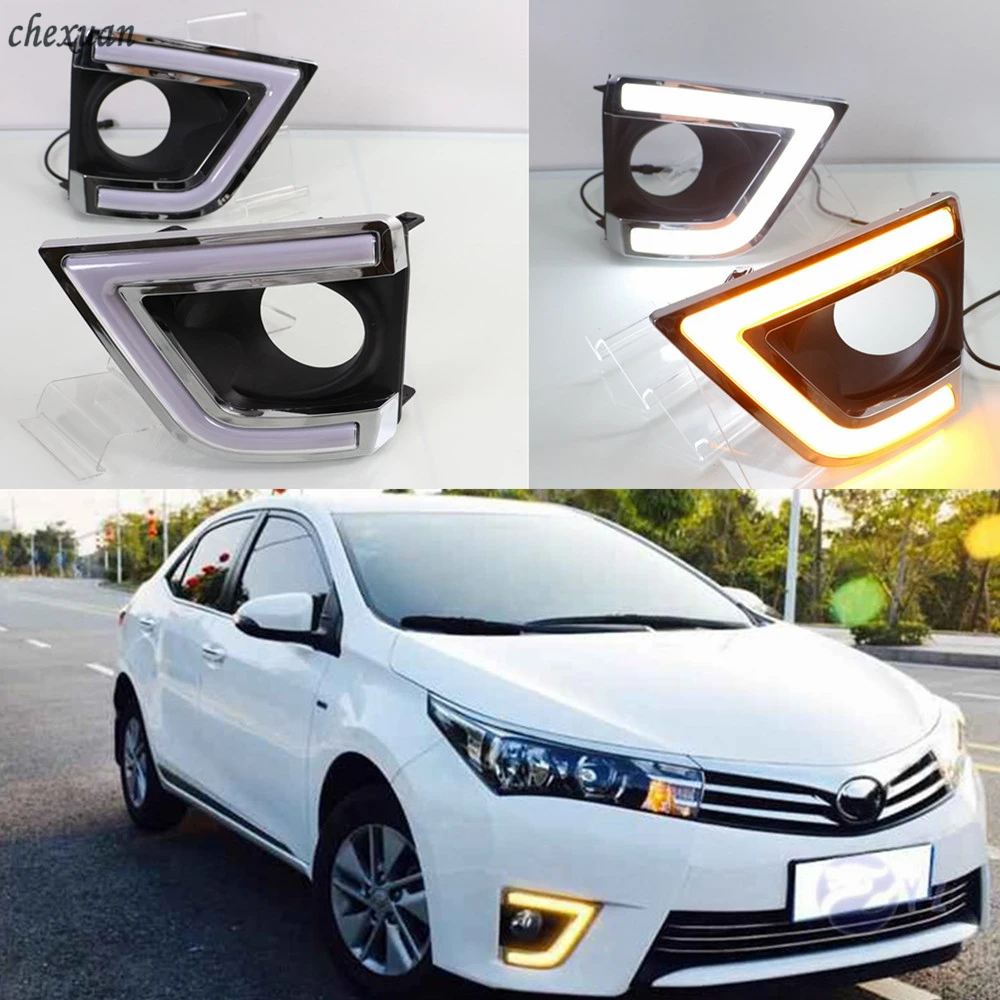 CSCSNL 1 Set 12V ABS LED DRL Daytime Running Lights Fog lamp Cover With Yellow Turn Signal For Toyota Corolla 2014 2015 2016
CSCSNL 1 Set 12V ABS LED DRL Daytime Running Lights Fog lamp Cover With Yellow Turn Signal For Toyota Corolla 2014 2015 2016