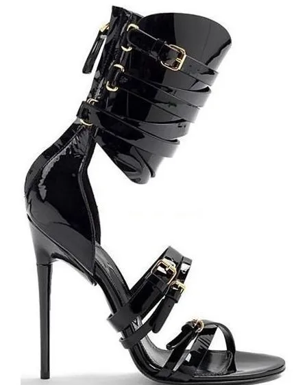 Summer Style Women Gladiator Buckles Strap Ankle Sandal Boots European Style Fashion Narrow Band Back Zipper Riding Women Boots