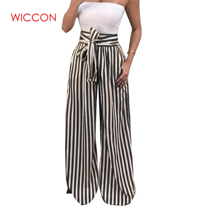WICCON Women 2018 Autumn Wide Leg Pants Women Fashion OL High Waist Pants Bow Tie Vintage Strips Printed Casual Loose Trousers
WICCON Women 2018 Autumn Wide Leg Pants Women Fashion OL High Waist Pants Bow Tie Vintage Strips Printed Casual Loose Trousers