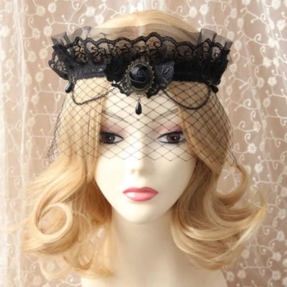 Lady Elegant Sexy Gothic Crown Flower Black Lace Veil Half Face Eye Mask Stretch Headband Costume Ball Party Halloween Accessory
Lady Elegant Sexy Gothic Crown Flower Black Lace Veil Half Face Eye Mask Stretch Headband Costume Ball Party Halloween Accessory