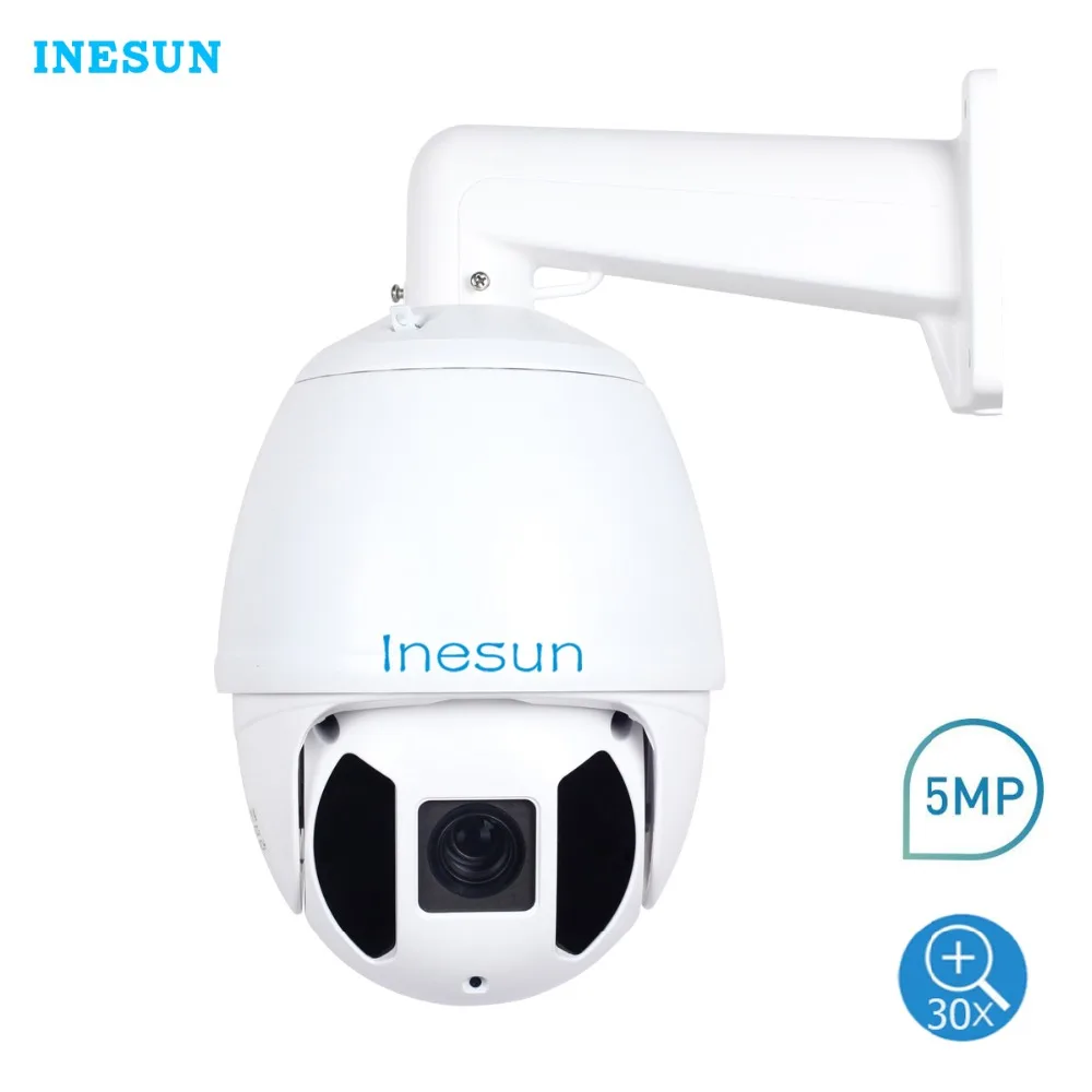 

Inesun 7 inch Outdoor PTZ IP Camera 30X Optical Zoom 5MP Super HD 2592x1944 High Speed Dome Camera Laser IR up to 600ft