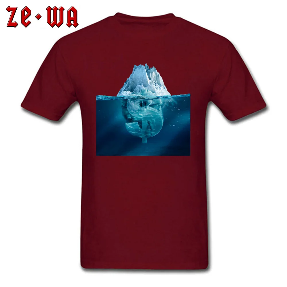 Birthday T Shirts Funky Round Collar Creative Iceberg currency symbol 100% Cotton Men Tees Custom Short Sleeve T Shirt Creative Iceberg currency symbol maroon